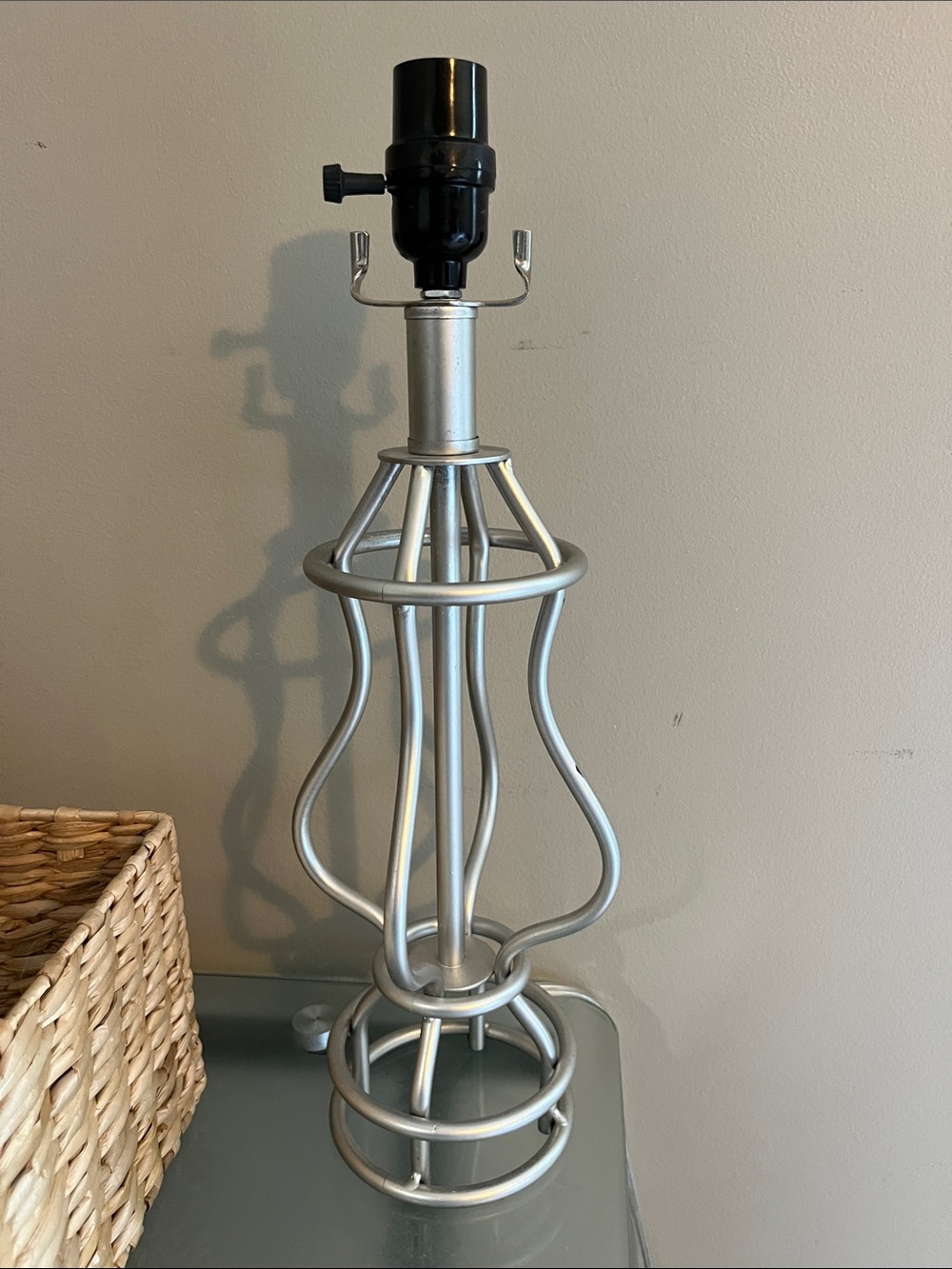 World Market 17” Silver Metal Table Lamp Base